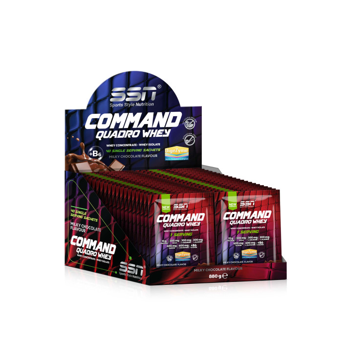 SSN Command Quadro Whey 22 Gr x 40 Sachet Pack 880 Gr (Chocolate) Protein Powder